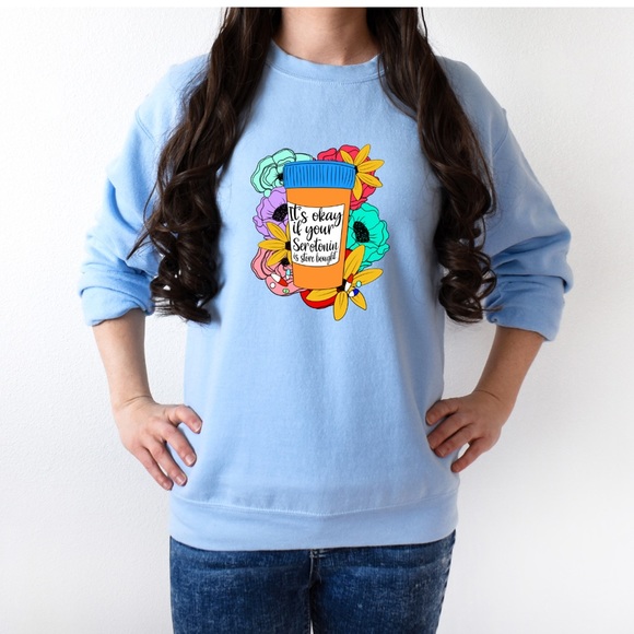 Serotonin mental health graphic crewneck sweatshirt size XL - Picture 2 of 8